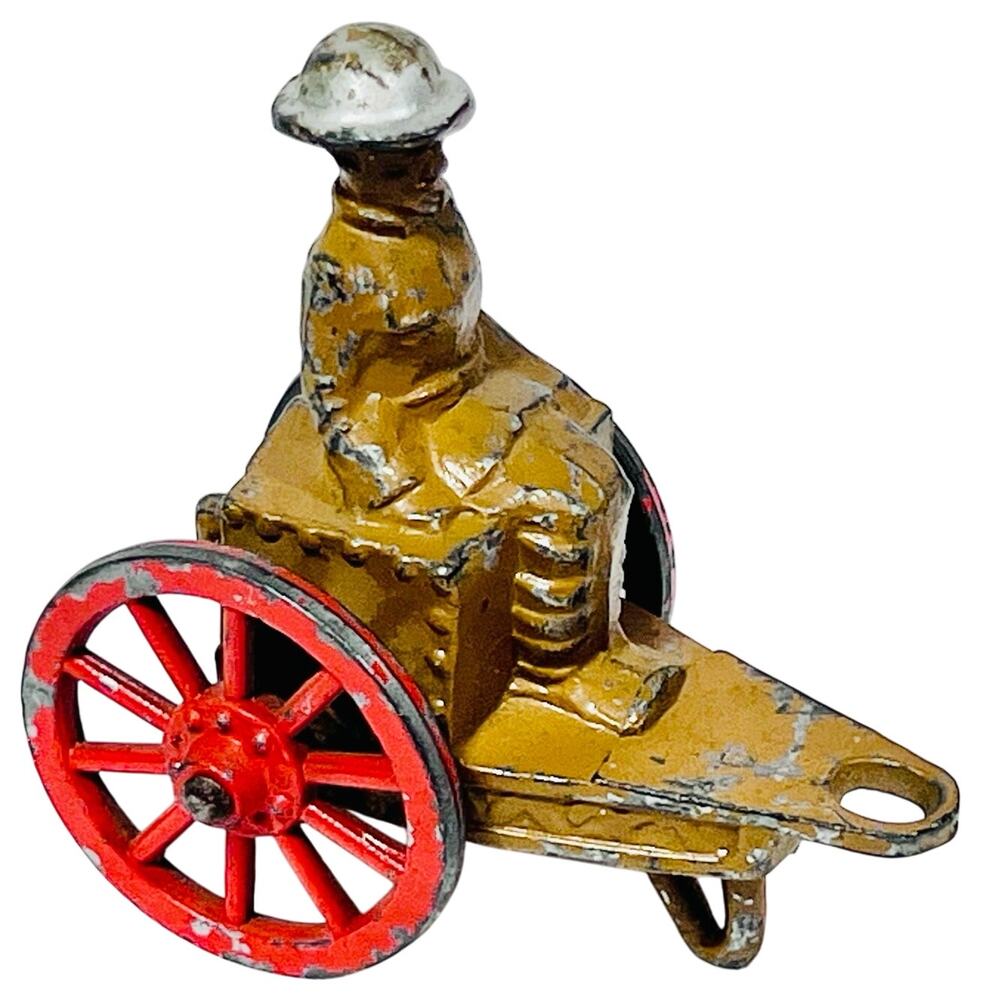Vintage Barclay Manoil Ammo Supply Cart Wagon with Soldier MV-071 Red Wheels